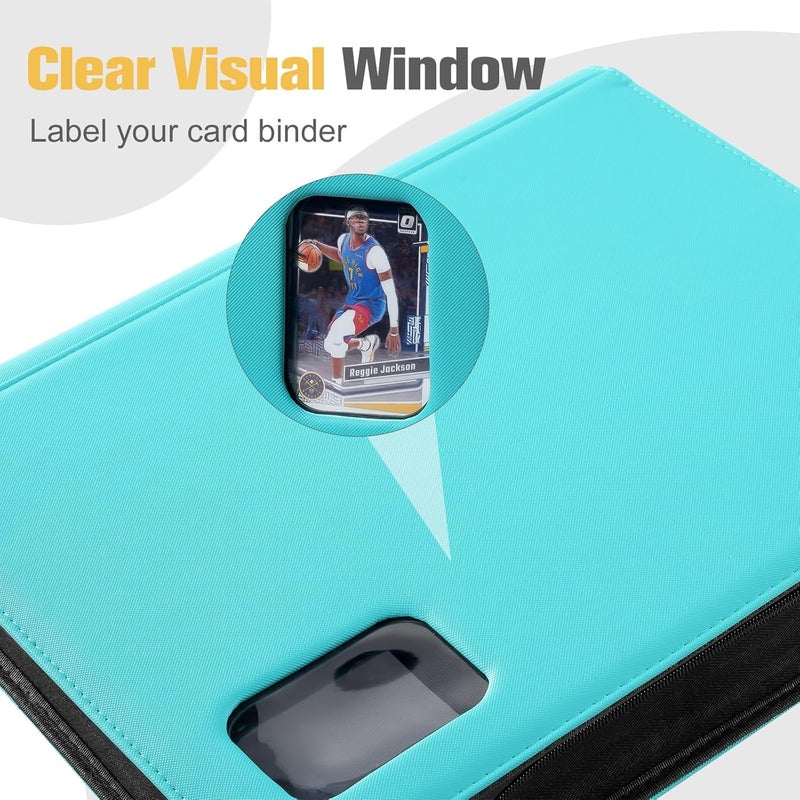 Procase Top Loader Binder, 9 Pocket Holds 324 Toploaders, Waterproof PU Leather with Non-PVC Pockets for Trading Cards or Sports Cards, Compatible with TCG, MTG in 3"x4" Toploader -Lightblue - Image 3